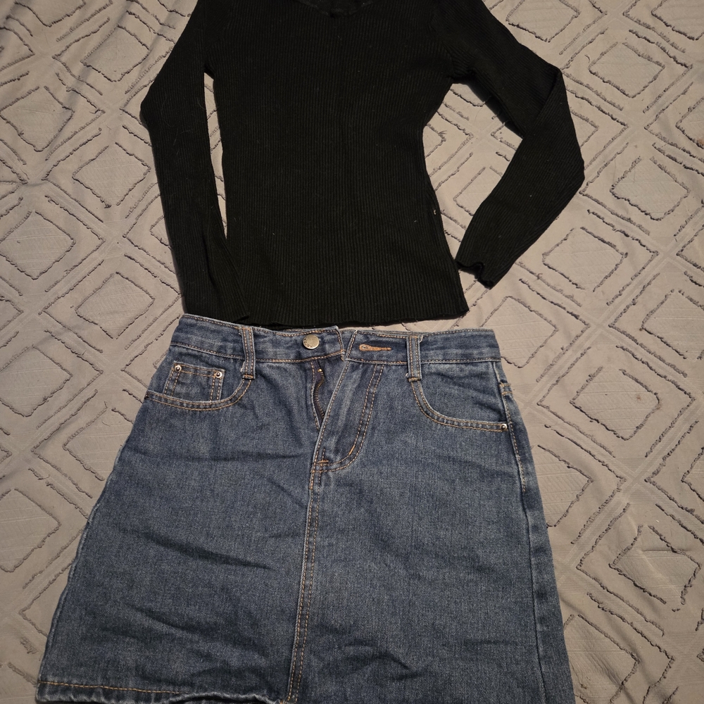 Denim Skirt W/Shorts